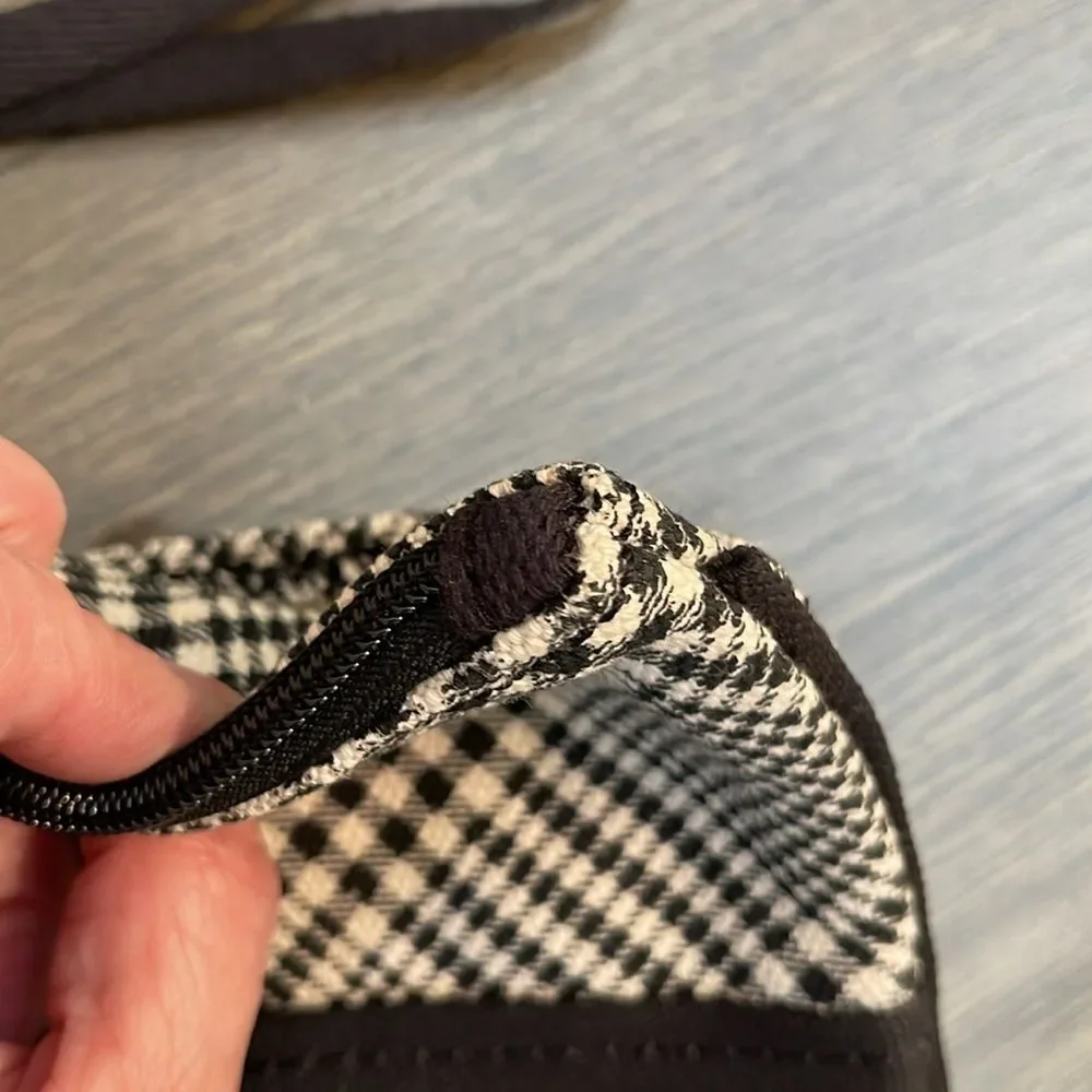 Lands’ End Canvas Zipper Pouch - Wristlet Black & White Plaid